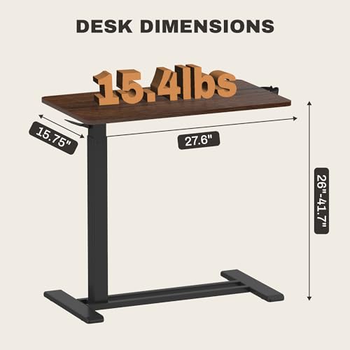 Image of FLEXISPOT Mobile Standing Desk with Wheels Pneumatic Laptop Desk Rolling Computer Cart Movable Height Adjustable Small Sit Stand Desk Computer Workstations Home Use(27.6 inch W x 15.7 inch D,Mahogany)