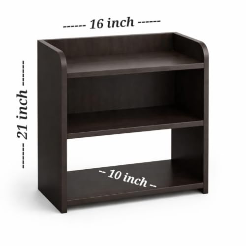 Image of Nightstand Side Table with 2 Open Shelves, Black