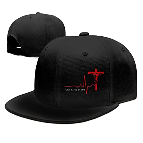 Christian Jesus Saved My Life Cross Snapback Hats For Men Baseball Cap Adjustable Flat Bill Trucker Dad Gift,Husband,Boy Friend,Brother,Uncle,Grandfather,Grandpa Black #TOP1