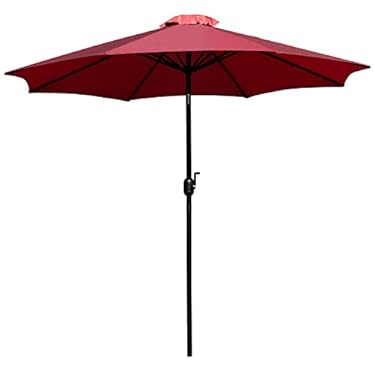 AMAZON - Flash Furniture Kona Red 9 FT Round Umbrella with 1.5″ Diameter Aluminum Pole with Crank and Tilt Function