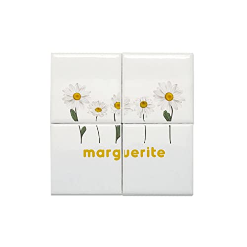 Carreaux céramique marguerite blanche décoration murale fleurs 15x15 cm