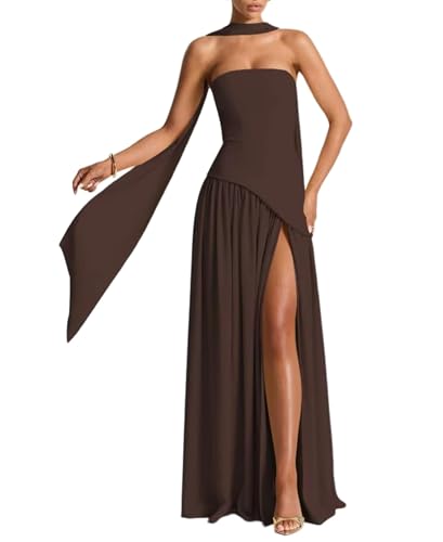 Strapless Bridesmaid Dresses with Scarf Satin Prom Dress for Women 2025 Slit Formal Wedding Guset Dresses