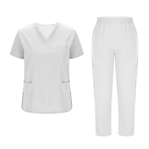 Uniforme Médical Femme 2 Pièces Ensemble de Vêtements Ventes Flash Haut et Pantalon + Blouse Medicale Femmes Soldes d'été Coupe Souple Et Confortable Tenue Aide Soignante Professionnelle