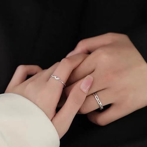 Branch Promise Matching Couple Rings for Him and Her Set Silver Plated Adjustable Love Engagement Finger Ring Statement Jewelrys4