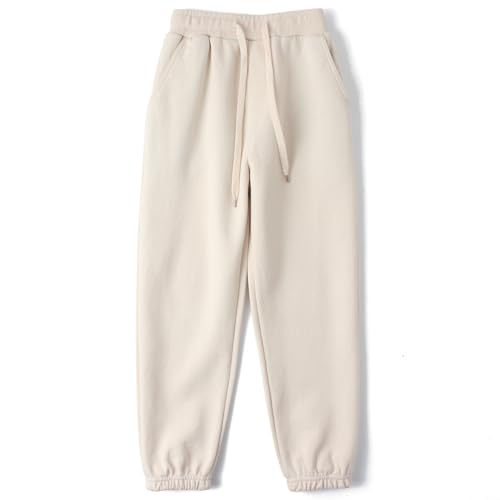 HahaNice Kids' Activewear Trousers - Tracksuit Bottoms & Joggers for Boys & Girls - Beige, 8-9Y