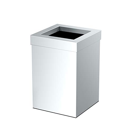 Gatco Small Bathroom Trash Can With Lid, Square 3 Gallon Stainless Steel Wastebasket, Under Sink, Chrome, For Bathroom, Bedroom, Office (1913)