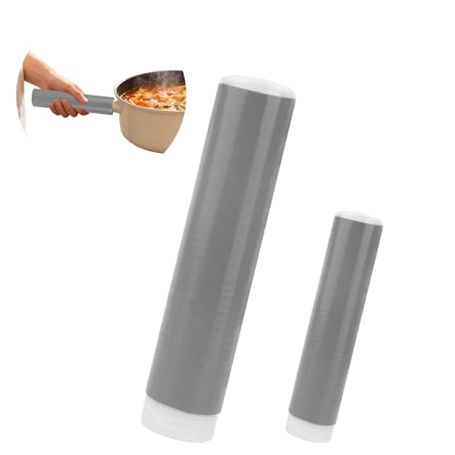Silicone Pot Handle Cover Heat Resistant Cast Iron Handle Cover Non-Slip Cast Iron Skillet Handles Covers Multipurpose Silicone Pot Holders Grey Silicones Pan Handles Sleeve for Pots and Pans 2Pcs S+M