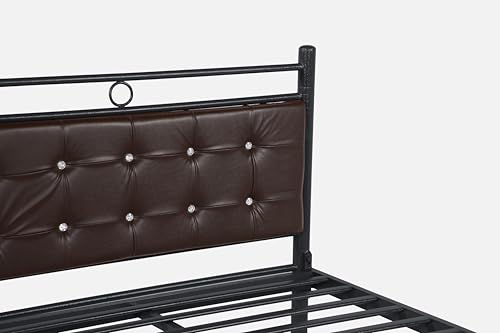 Image of Zuno Metal Single Size Bed Without Storage | Wrought Iron Cot with Headboard & Footboard| Sturdy Powder Coated Platform Bed Single Size Cot for Bedroom, Living Room, (Zuno Black)