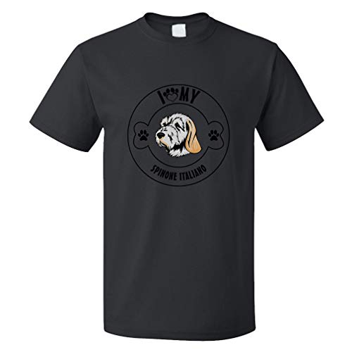 Custom Funny Graphic T Shirts for Men I Love Paw My Spinone Italiano Dog Cotton Top Black Design Only 2X Large