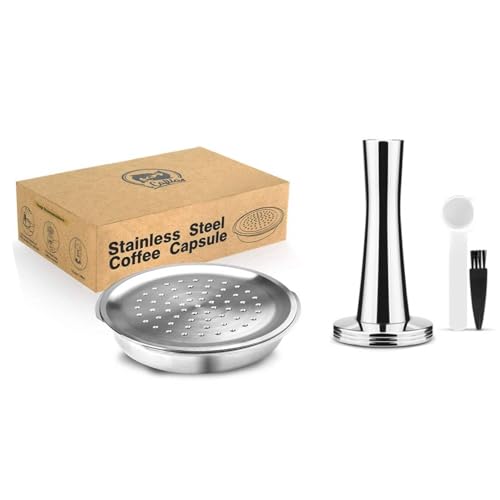 i Cafilas Capsules de café rechargeables en acier inoxydable à remplir compatibles avec Philips Senseo, Capsules de recharge réutilisables pour machines Philips Senseo (capsule de café + Tamper)