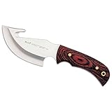 muela grizzly-12r  Muela Cuchillo GRIZZLY-12R hoja de acero MoVa de 12 cm y empuñadura de madera coral para Caza, Pesca, Supervivencia y Bushcraft Realizado en Ciudad Real + Portabotellas de regalo