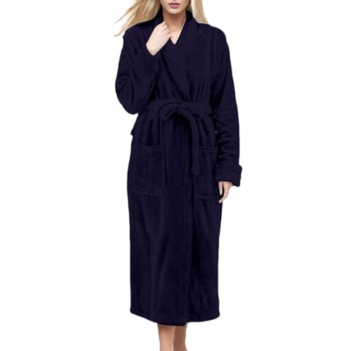Peignoir de bain femme doux avec ceinture longue robe de chambre éponge uni