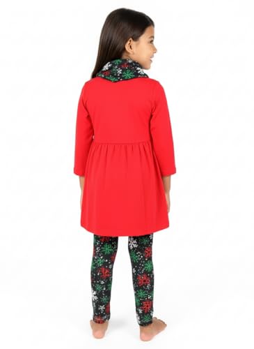 Image of Unique Baby Girls Kids Toddler 3pc Outfit Set Long Sleeve Lightweight Tunic Top Leggings and Scarf
