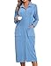 Viakeo Fleece Bademantel für Damen Reißverschluss Nachtkleid Lang Bathrobe Leichtgewicht Hausmantel mit Taschen S-3XL