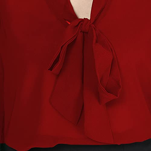 Image of Girls Bishop sleeves V-neck tie up top-71
