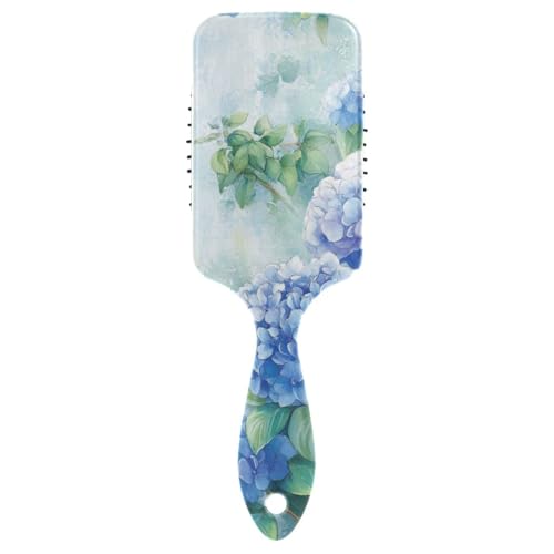 Blue Hydrangea Motto Spring smooth hair massager Designed wet dry brush for fine hair with Ergonomic handle cepillo para definir rizos
