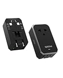 EPICKA Air 40W Universal Travel Adapter, PD Fast Charging International Power Adapter with 1 AC & 4 USB Ports, Worldwide Compact Travel Essentials for USA/EU/UK/AUS(Black, Not a Voltage Converter)