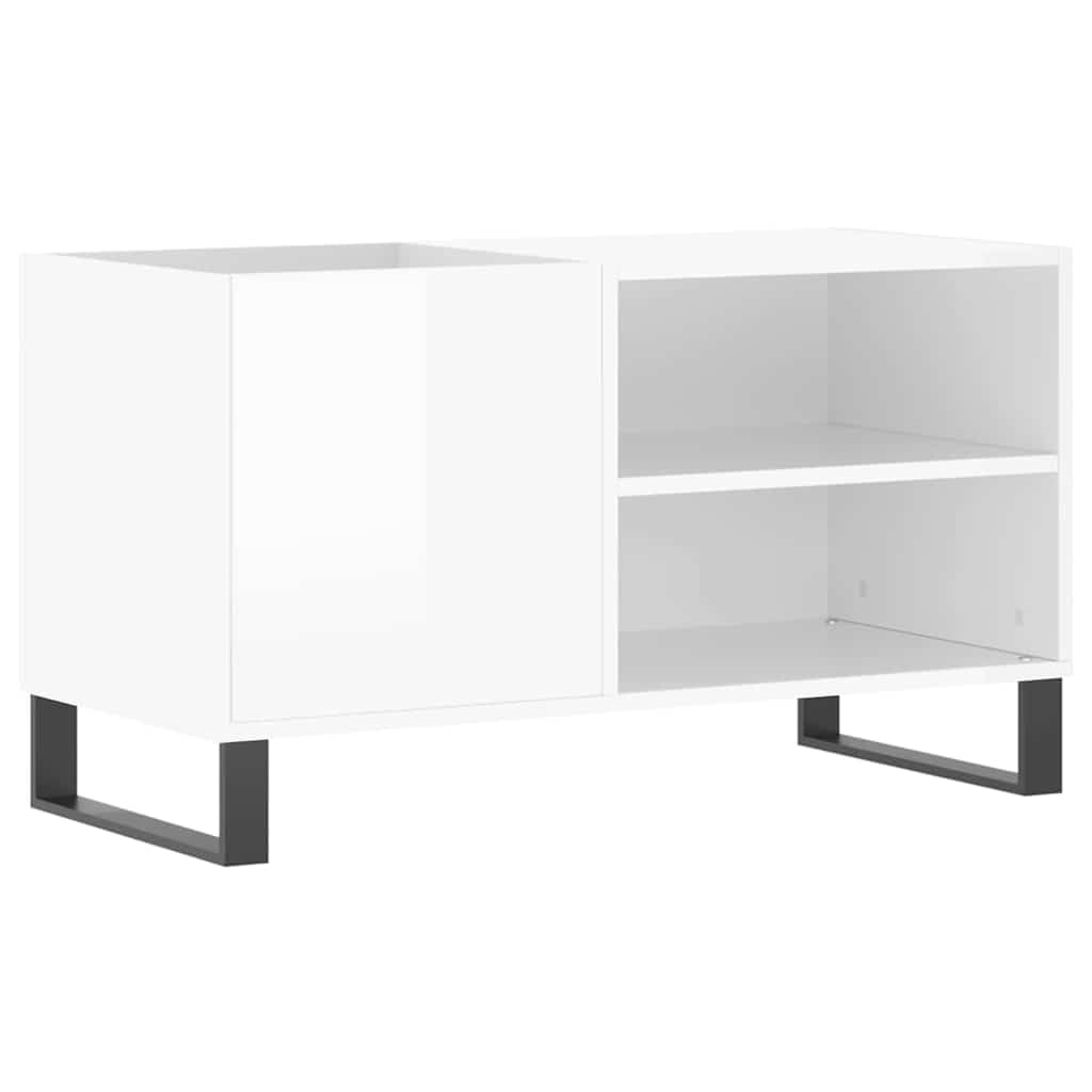 Armoire à disques blanc brillant au design moderne avec grand rangement