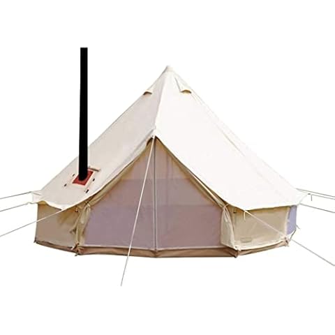 Sport Tent wasserdichte Campingzelt Familienzelt Baumwolle Tipi Zelt mit Herdheber/Lochrohrentlüftung Indiana Zelt 5M Bell Tent Teepee Pyramidenzelt, 5M Cover