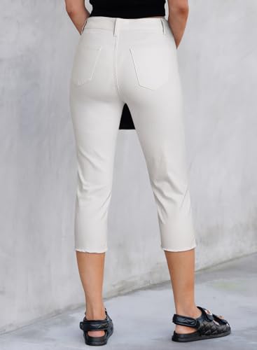 Image of Sidefeel Women's High Waisted Straight Leg Jeans Capri Denim Pants