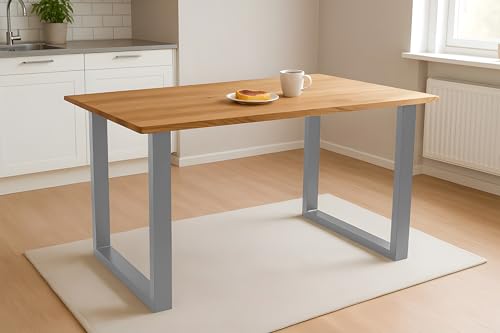 SAM Esstisch Salvador | 180 x 90 cm | Eiche massiv + geölt | Baumkante | U-Gestell Metall Silber | pflegeleichter Esszimmertisch/Küchentisch/Eichenholz-Tisch/Holztisch aus Wildeiche SAM Esstisch Salvador | 180 x 90 cm | Eiche massiv + geölt | Baumkante | U-Gestell Metall Silber | pflegeleichter Esszimmertisch/Küchentisch/Eichenholz-Tisch/Holztisch aus Wildeiche