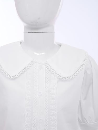 YiZYiF White Dress Shirt for Girls Plaid Blouse Ruffle Crop Tops 3-16Y Turn Down Collar School Clothes4