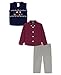 IZOD Baby Boys' 3-Piece Sweater Set with Holiday Sweater Vest, Collared Button-Down Dress Shirt, and Pants, Navy Fairisle Truck, 12 Months