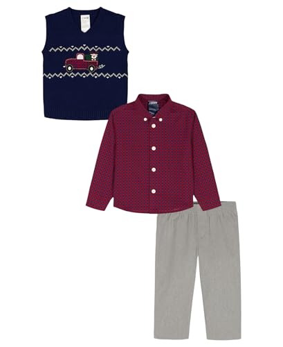 Image of IZOD Boys' 3-piece Holiday Sweater Vest, Dress Shirt, and Pants Set