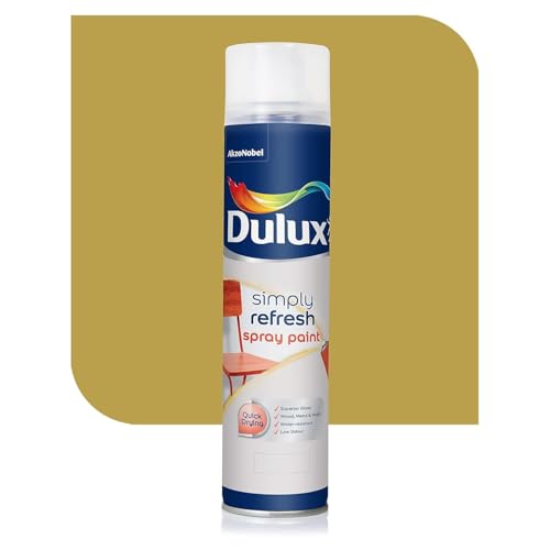 Dulux Simply Refresh Spray Paint | DIY, Quick Drying Gloss Finish for Metal, Wooden Furniture, Plastic, Walls, Cars & Bikes – 12 X 400ML (Gold)