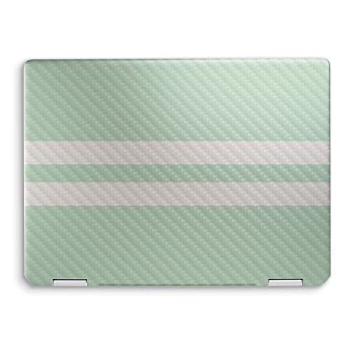 Image of MightySkins Carbon Fiber Skin Compatible with HP Spectre x360 14 inch (2022) Full Wrap Kit - Mint Stripes | Protective, Durable Textured Carbon Fiber Finish | Easy to Apply | Made in The USA