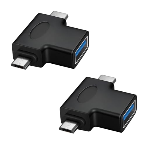 Lunpoem 2 PCS 2 in 1 OTG Adapter, USB-C Stecker auf USB 3.0 Buchse & Micro USB auf USB Adapter, Typ C OTG Konverter f&uuml;r Smartphones, Tablets und Laptops mit U-SB-C oder Micro-U-SB Anschluss