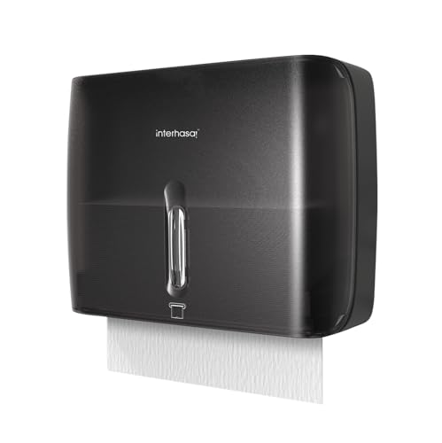 interhasa! Commercial Waterproof Wall Mounted Paper Towel Dispenser ABS No-Drill Tissue Holder for Bathroom Kitchen Home School 27.6x9.3x21cmBlack