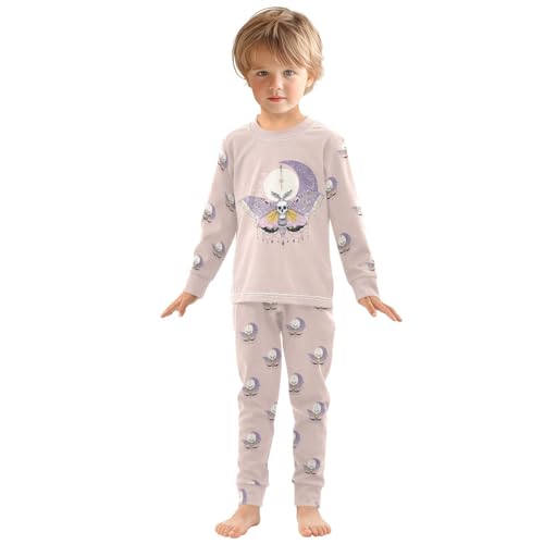 Fustylead Beautiful Moth with Skull and Moon Cotton Pajamas Set 2 Piece Long Sleeve Pjs Sleepwear3
