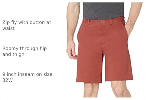 Image of Amazon Essentials Men's Classic-Fit 9 inch Cotton Twill Chino Shorts with Button-Through Pockets