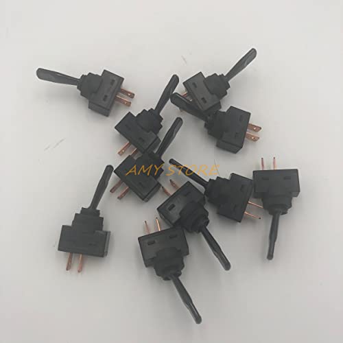 EdricShop 10Pcs ASW14 ASW-13-101 ASW-13-103 20A/12VDC 10A/125VAC ON/Off 2/3Pin 12mm Mount Toggle Switch Black Plastic for Car Boat Truck - (Color: ASW-14 2Pin Short)