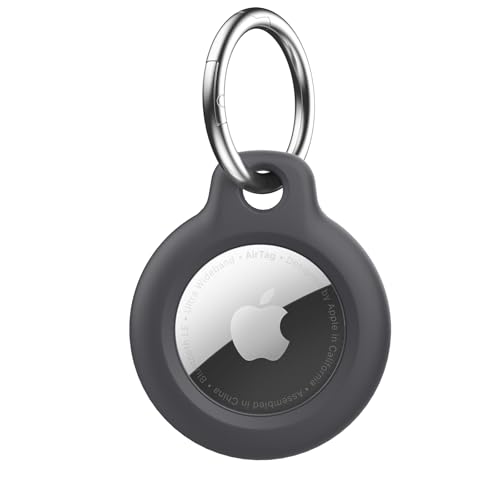 Image of Tobfit Air Tag Holder, Airtag Keychain Holder, Anti-Scratch, Twist Lock Design, Air tag Case with Metal Key Chain Ring - AirTag Accessory for Kids, Keys, Pets, Luggage, & More, Black