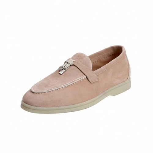Image of XOBZJH Women's Leather Suede Loafers Flats - Slip-On Penny Loafers with Soft, Comfortable Driving & Dress Shoes for Casual Office Work All Day