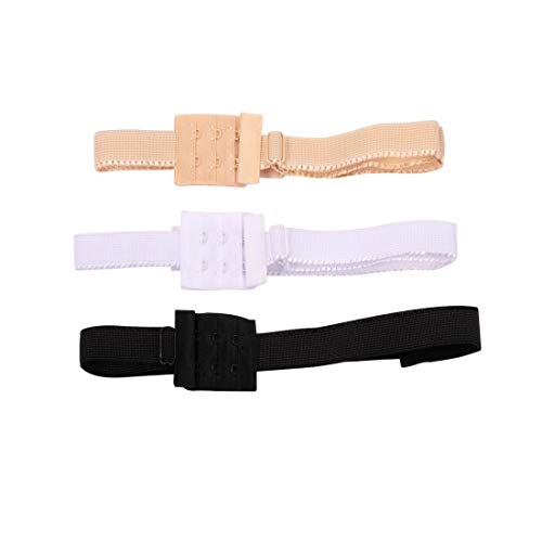 Women's Low Back Bra Converter Adjustable Strap Extender with 2 Hooks 3 Pieces,Black&nude&white,One Size