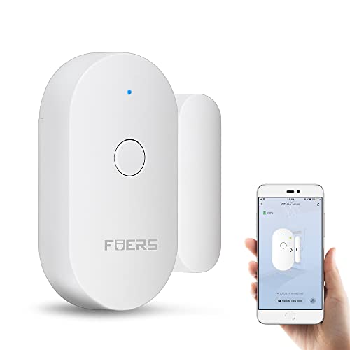 WiFi Door Sensor, FUERS Wireless WiFi Mini Magnetic Sensor Window Alarm Tuya Smart APP Compatible with Alexa Google Assistant Home Security Door Open Contact Sensor for Bussiness Burglar Alert