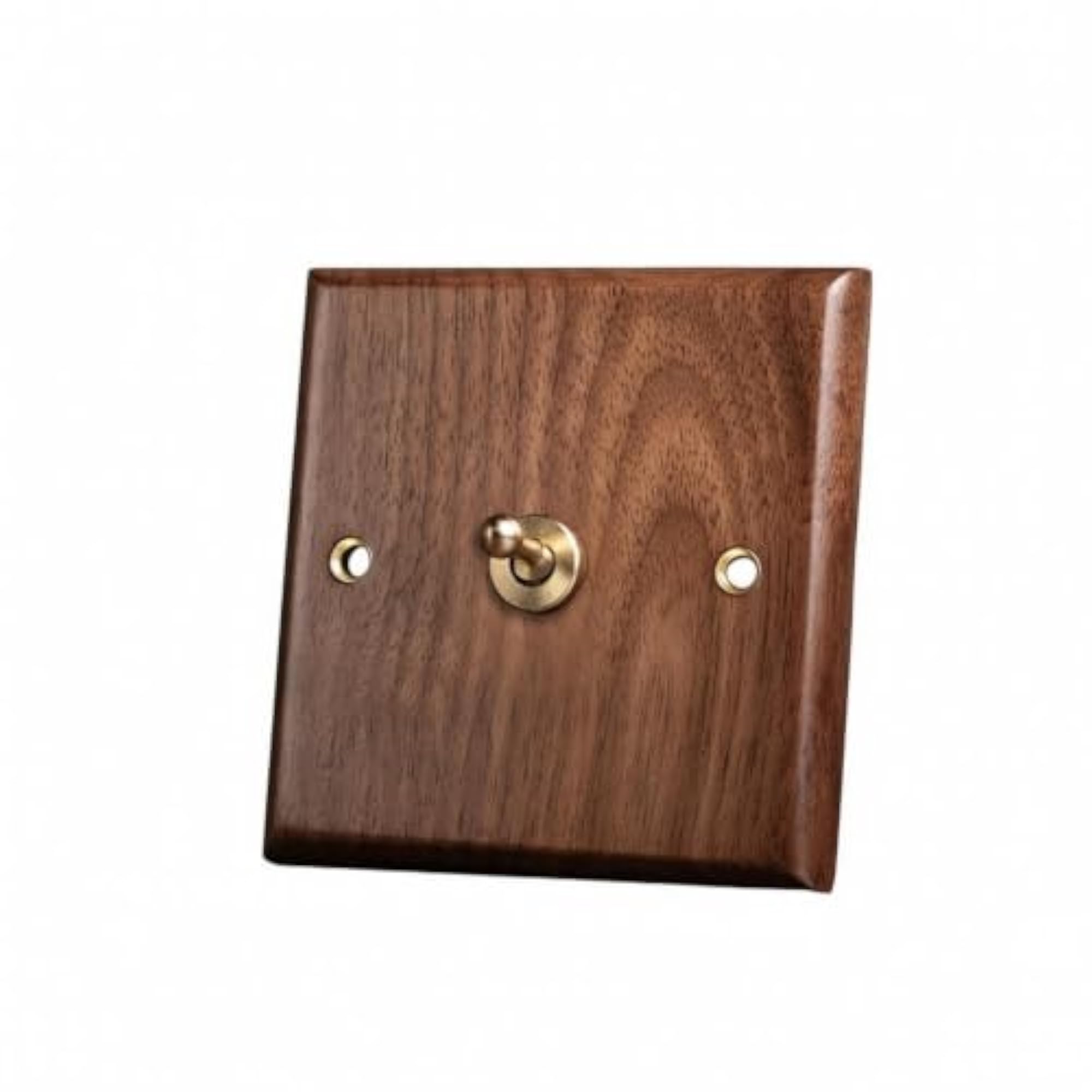 Walnut Wood Rounded Edges Outlet Cover, Warm Brown Finish