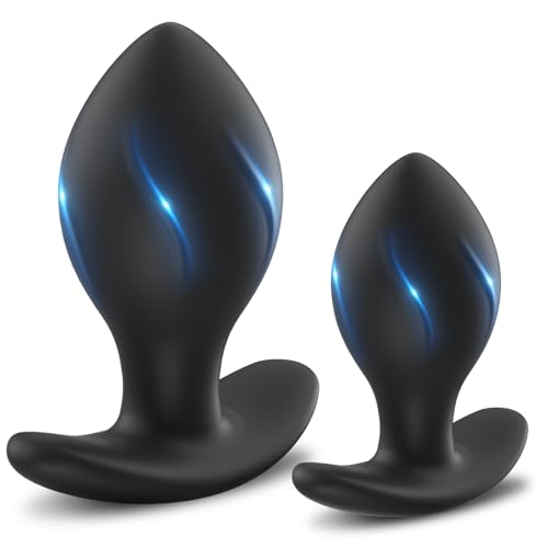 Medium Groß Silikon Analplug Set, Meeteel Buttplug Fetisch Masturbation Anal Butt Plug Analplug Erotik Sexspielzeug für Männer Frauen Schwarz