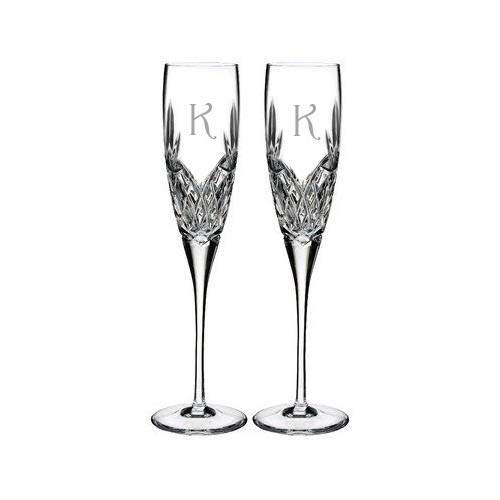 Waterford Personalized Love Forever Wedding Champagne Flutes, Set of 2 Custom Engraved Crystal Champagne Glasses, Accessories and Gifts for the Bride and Groom