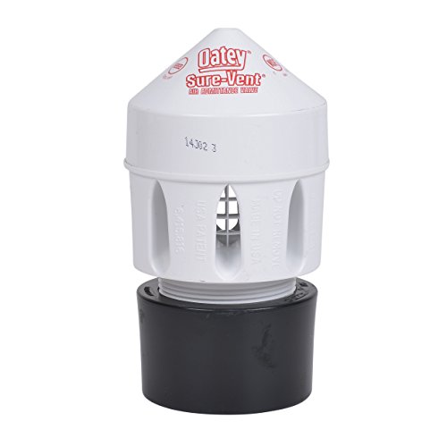 Oatey 39221 Air Admittance Valve with Straight ABS Schedule 40 Adapter Sure-Vent 3 in. x 3 in.160 Branch, 72 Stack DFU Capacity