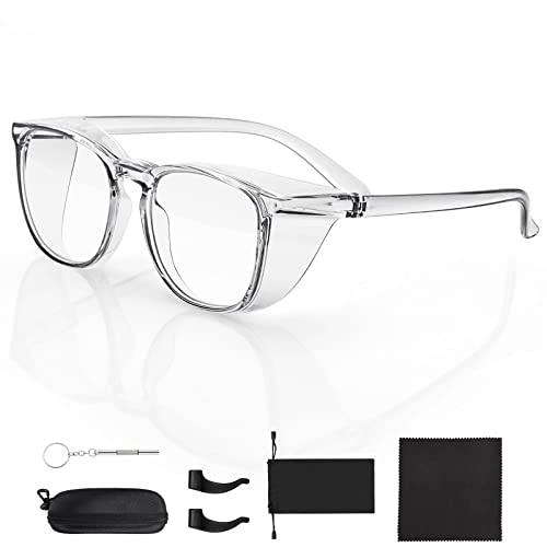 FORITOAST Anti Fog Safety Glasses over eyeglasses, Anti UVEX Dust Clear Protective Eyewear,Eye Protection Safety Goggles Ideal for Men Women(Transparent)