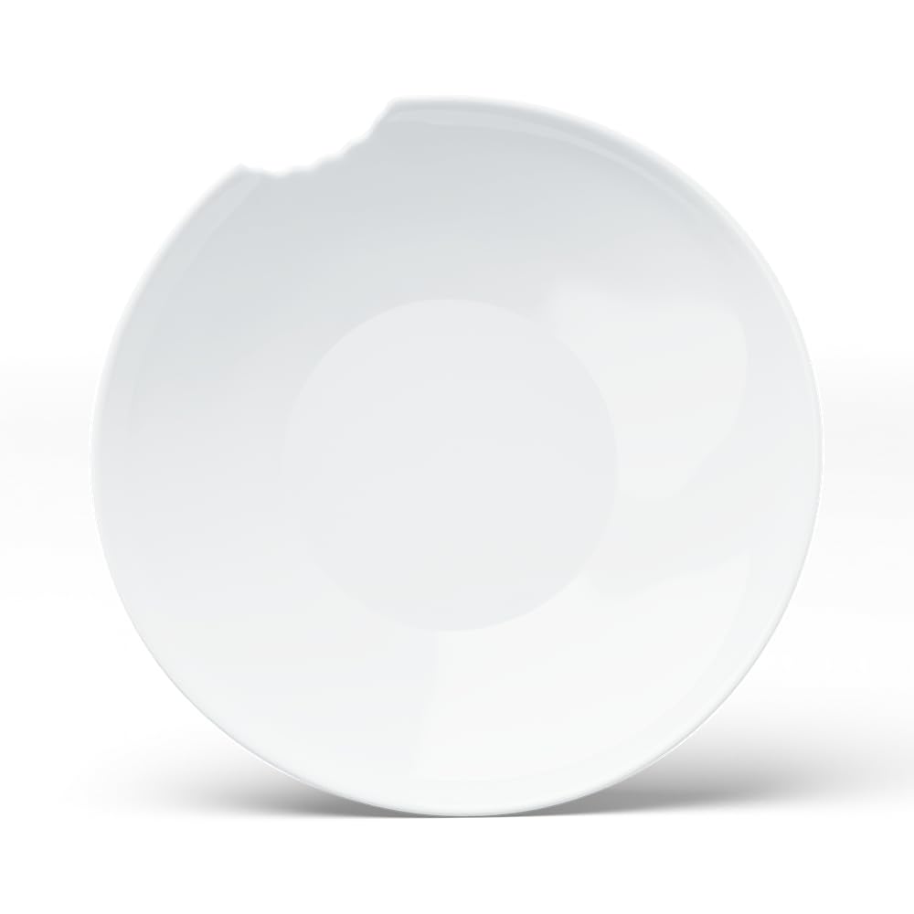 FIFTYEIGHT PRODUCTS TASSEN Porcelain Deep Plates With Bite Mark, 9.4 Inch, White (Set of 2 Plates)
