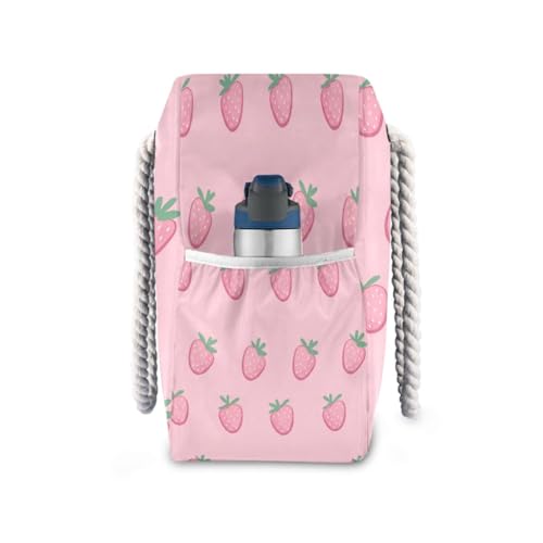 Strawberries Beach Tote Bag for Women Large Pool Bags Carry On Bag With Wet Compartment for Beach Travel with Pocket Zipper Outdoor Tote Bag3