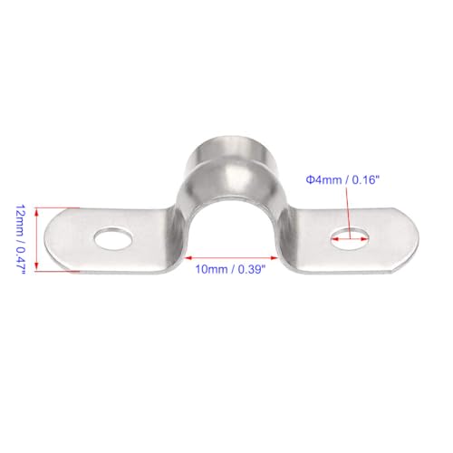 MACHSWON 10mm(0.4") Rigid Pipe Strap 2 Holes U Bracket Cable Clamp, 201 Stainless Steel Tension Tube Clip Conduit Clamp Hanger 45pcs - Image 2
