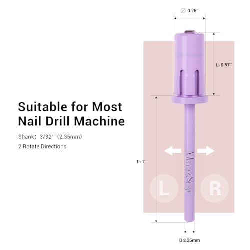 Image of MelodySusie Crystal Top Mandrel Bit for Nails, 3 /32'' Easy Off Nail Drill Bits for Sanding Bands, Suitable for Acrylic Nails Gel Manicures and Pedicures, Purple