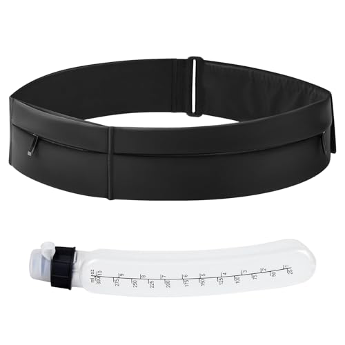 Waterproof Running Belt with Phone Holder & Water Bottle - Adjustable Lightweight Fitness Belt for Jogging Hiking Cycling (Medium)