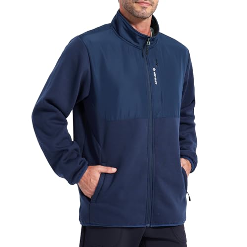HOTSUIT Chaquetas de forro polar para hombre chaqueta exterior, azul marino, XL-XXL